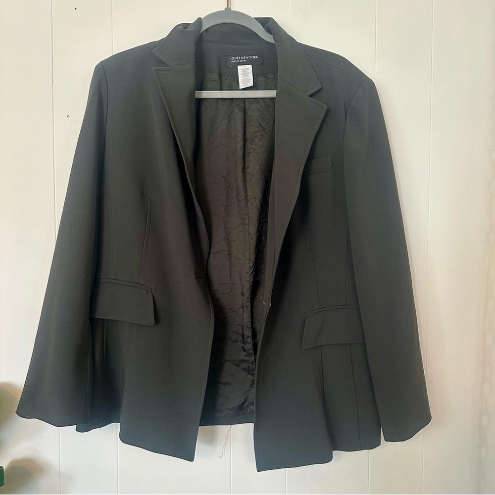 Jones New York Dark Green Blazer Plus Size 16